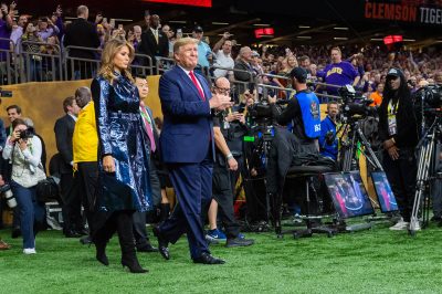 Donald Trump before a college football game.