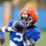 Eric Singleton Jr. takes part in Florida practice.