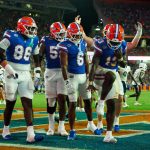 Jadan Baugh hits the Heisman pose.