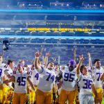 LSU players after a Week 1 win over Clemson.