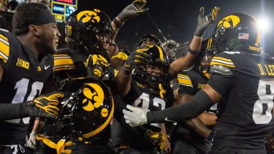Iowa players after the Iowa State game.