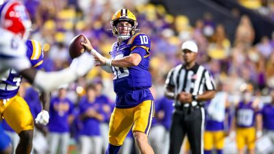 Sam Leavitt shown during LSU's Week 2 game.