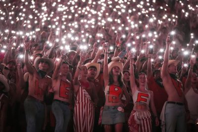 Texas fans celebrate.