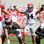 Georgia QB Gunner Stockton in the game against Arkansas.