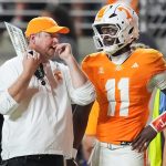 Tennessee QB Faizon Brandon and coach Josh Heupel.
