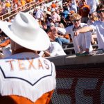 Texas band member shown at Tennessee.