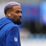 Odell Beckham Jr. before a 2026 Giants game.