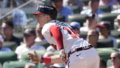 Mike Yastrzemski in Tuesday's Wild Card game between the Atlanta Braves and Philadelphia Phillies.