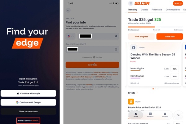 OG promo code sign up process