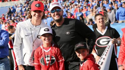 Luke Bryan and family at a Georgia game.
