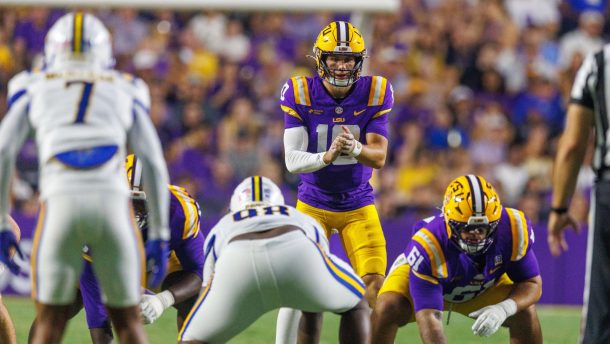 LSU QB Sam Leavitt against McNeese.