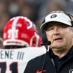 Kirby Smart coaches Georgia against Alabama.
