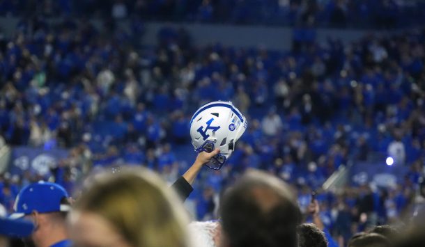 Power K helmet after Kentucky's win over LSU.