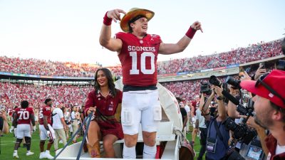 John Mateer after Oklahoma's win over Texas.