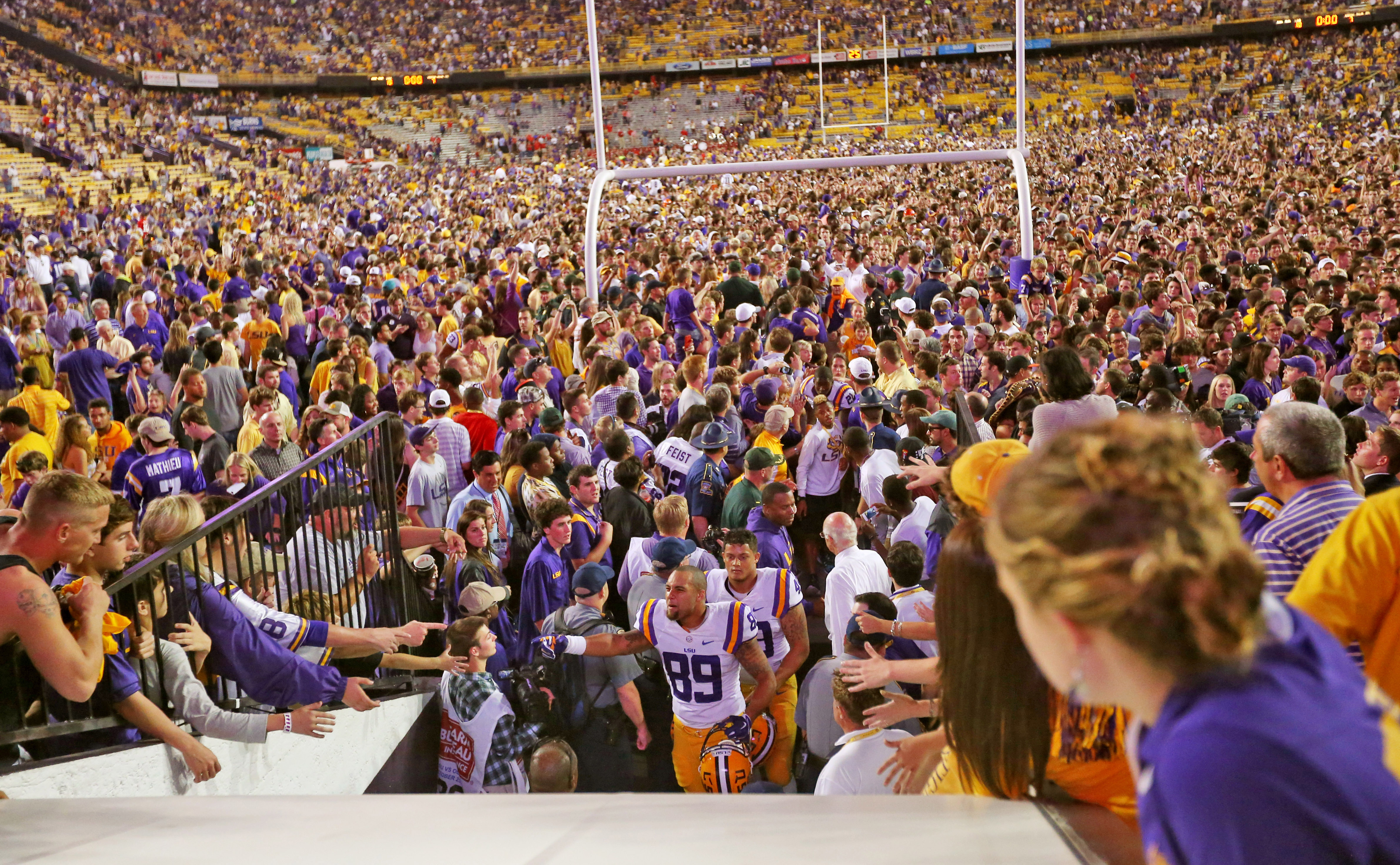 LSU fined for storming field following win against Ole Miss