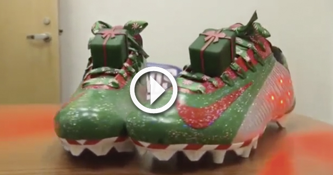 video odell beckham jr sports outrageous christmas cleats before odell beckham christmas cleats