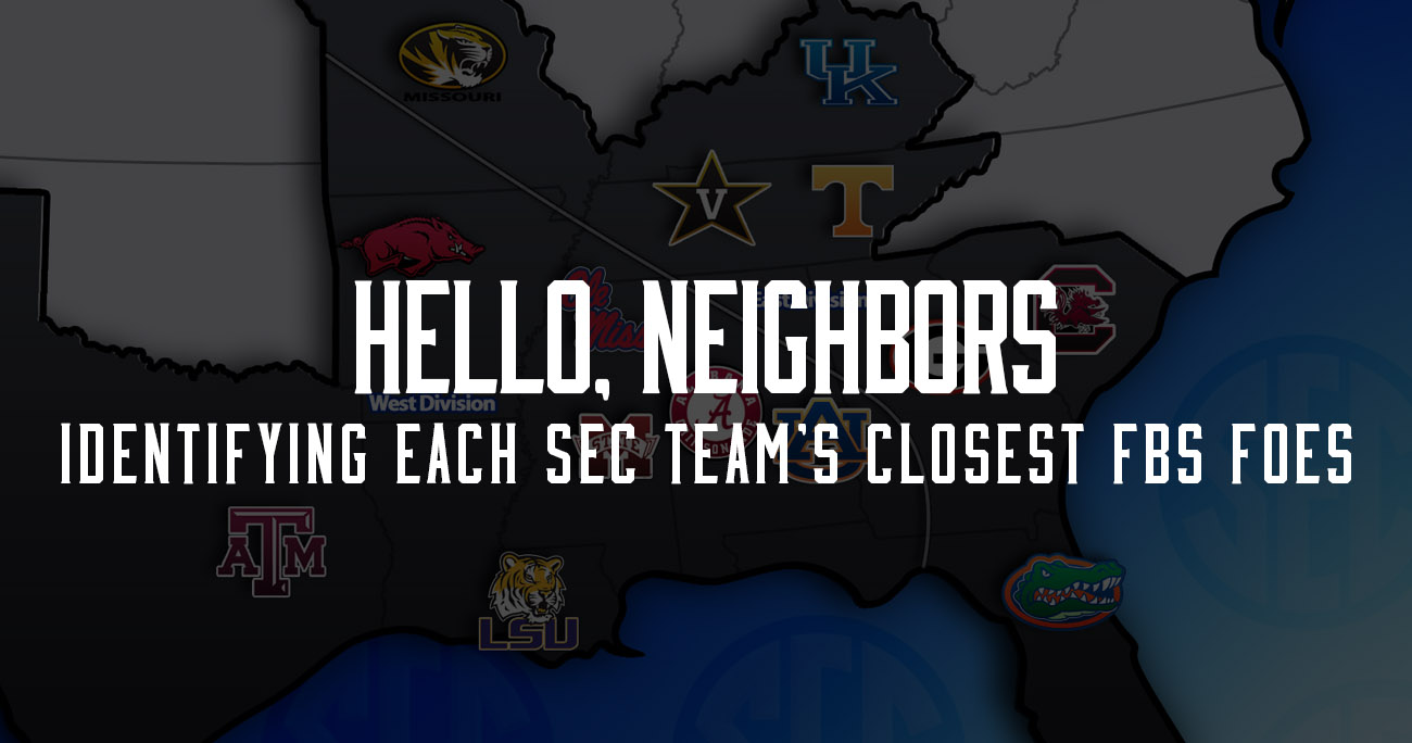 Football neighbors Identifying the 5 closest FBS programs to every SEC