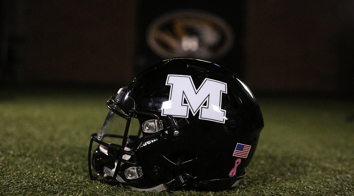 LOOK Missouri wearing throwback Block M helmets