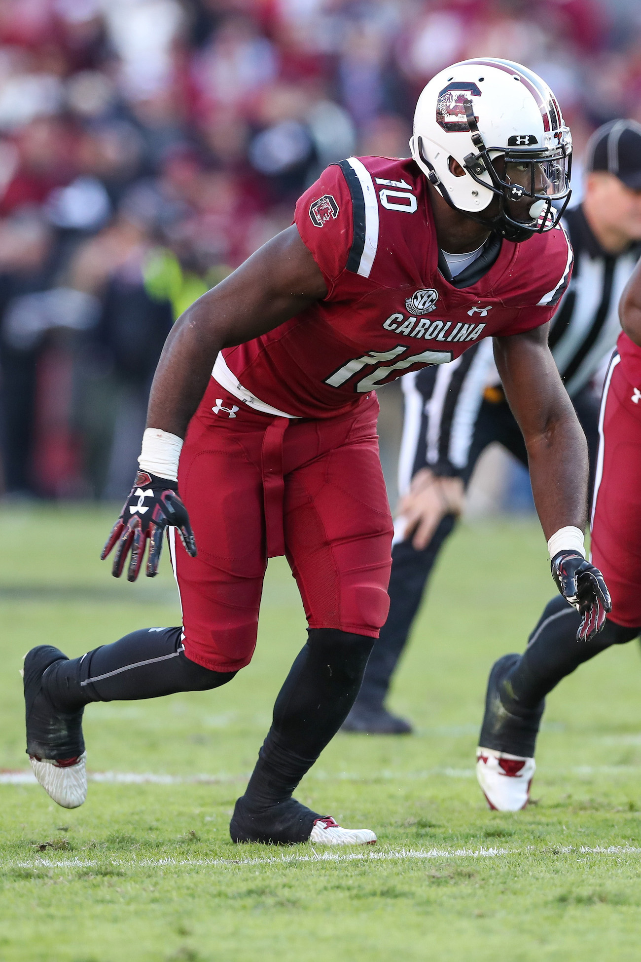 Will Muschamp praises LB Skai Moore for tying South Carolina's