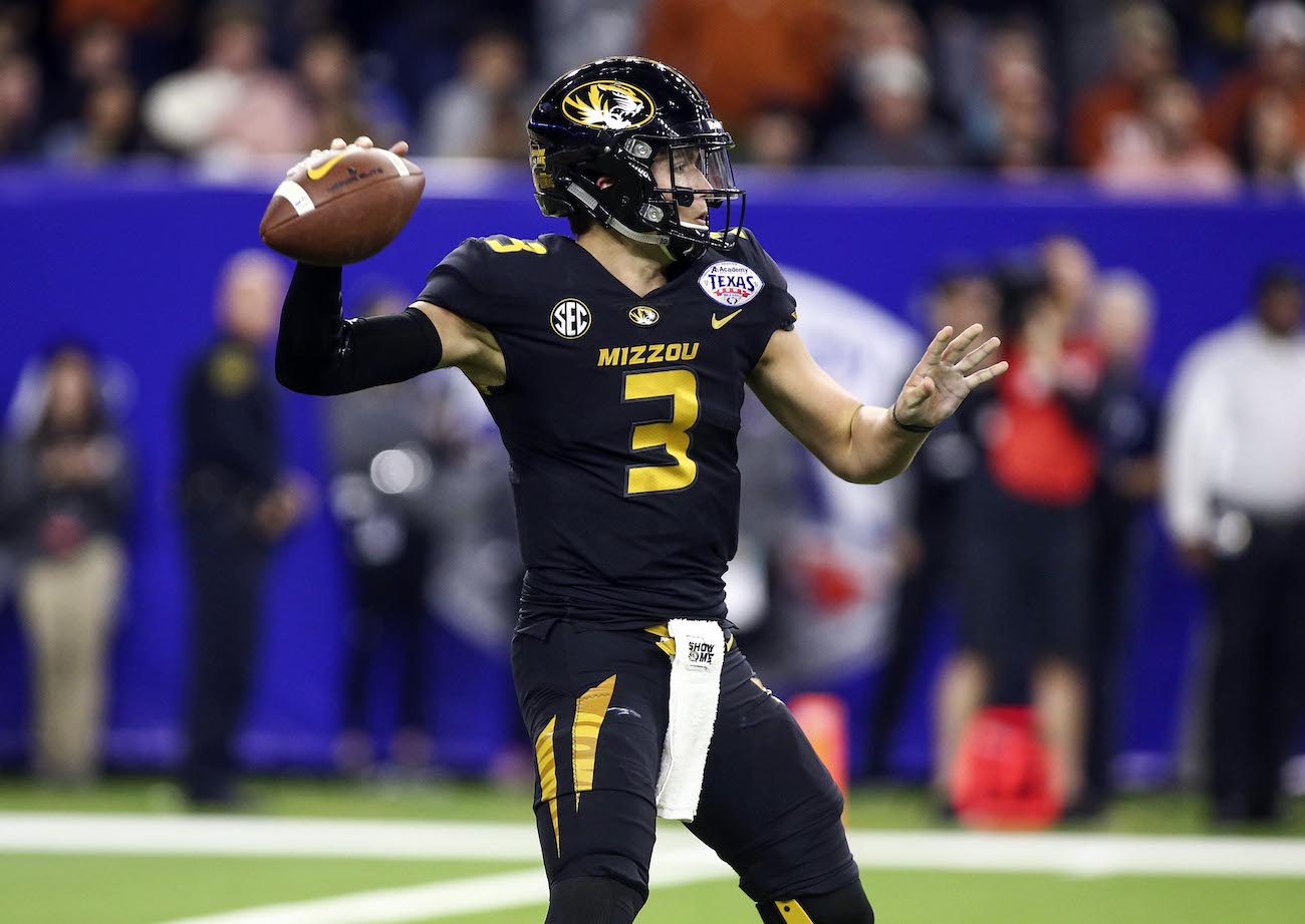 Missouri QB Drew Lock reacts to Tom Herman mocking him