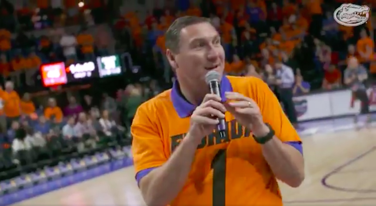 WATCH Dan Mullen addresses Florida basketball crowd during win over Baylor