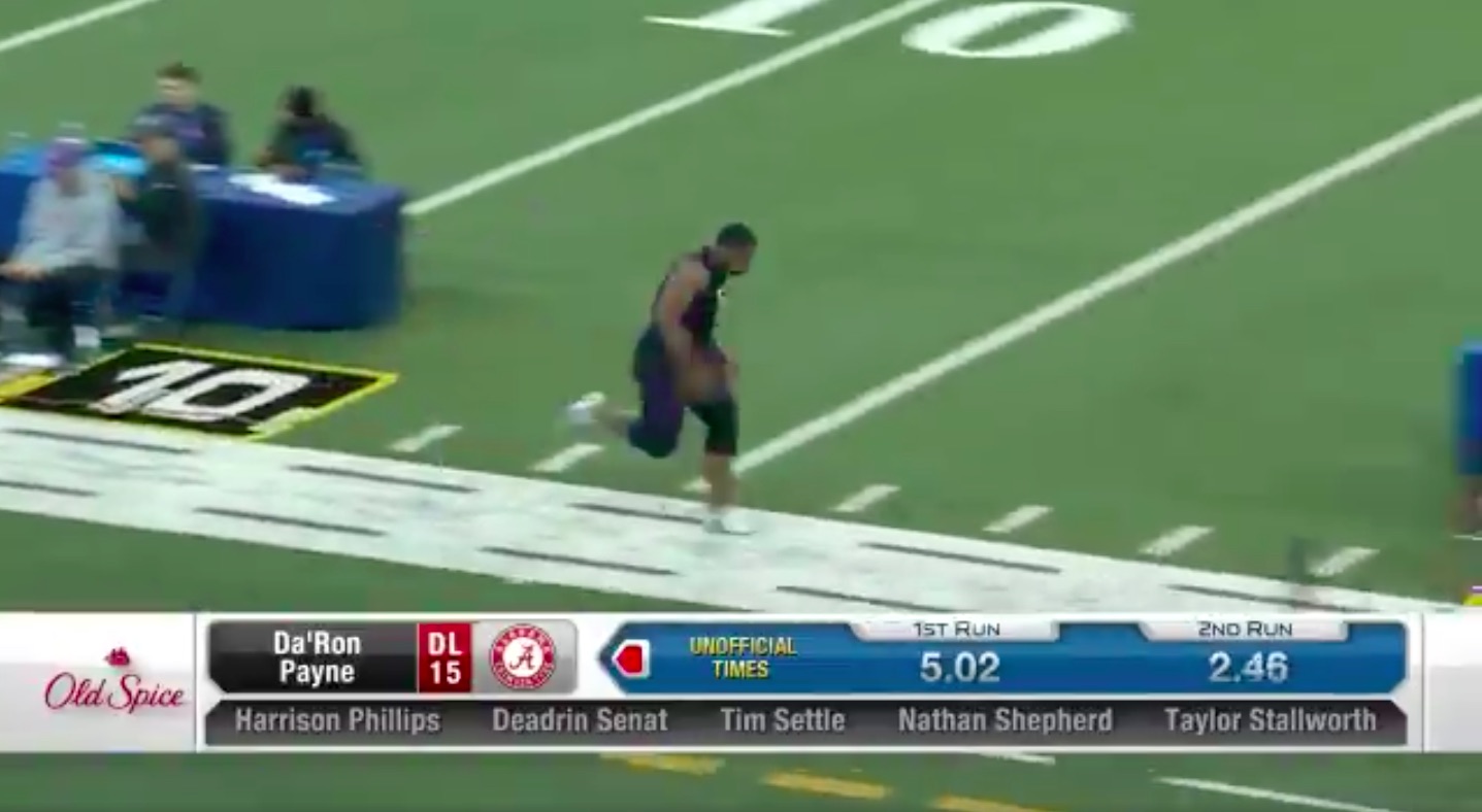 WATCH Da'Ron Payne turns in incredible 40yard dash time for a 311