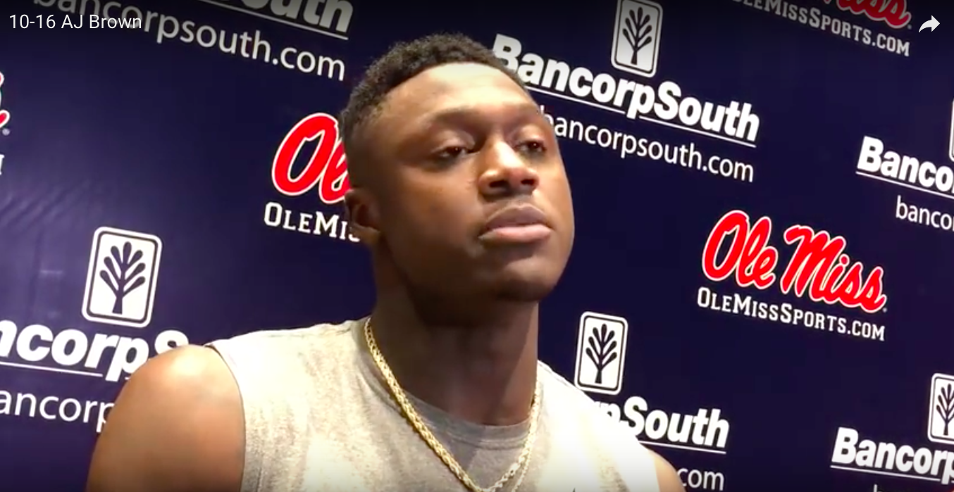 Ole Miss WR AJ Brown became emotional when speaking of DK Metcalf's
