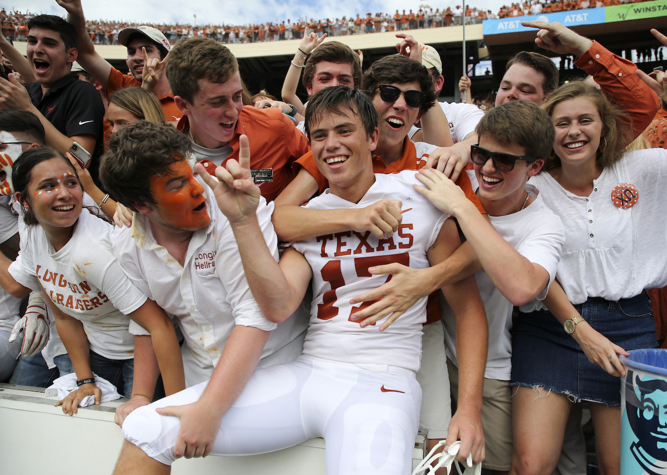 WATCH Texas's kicker is now a legend, thanks to his expression before