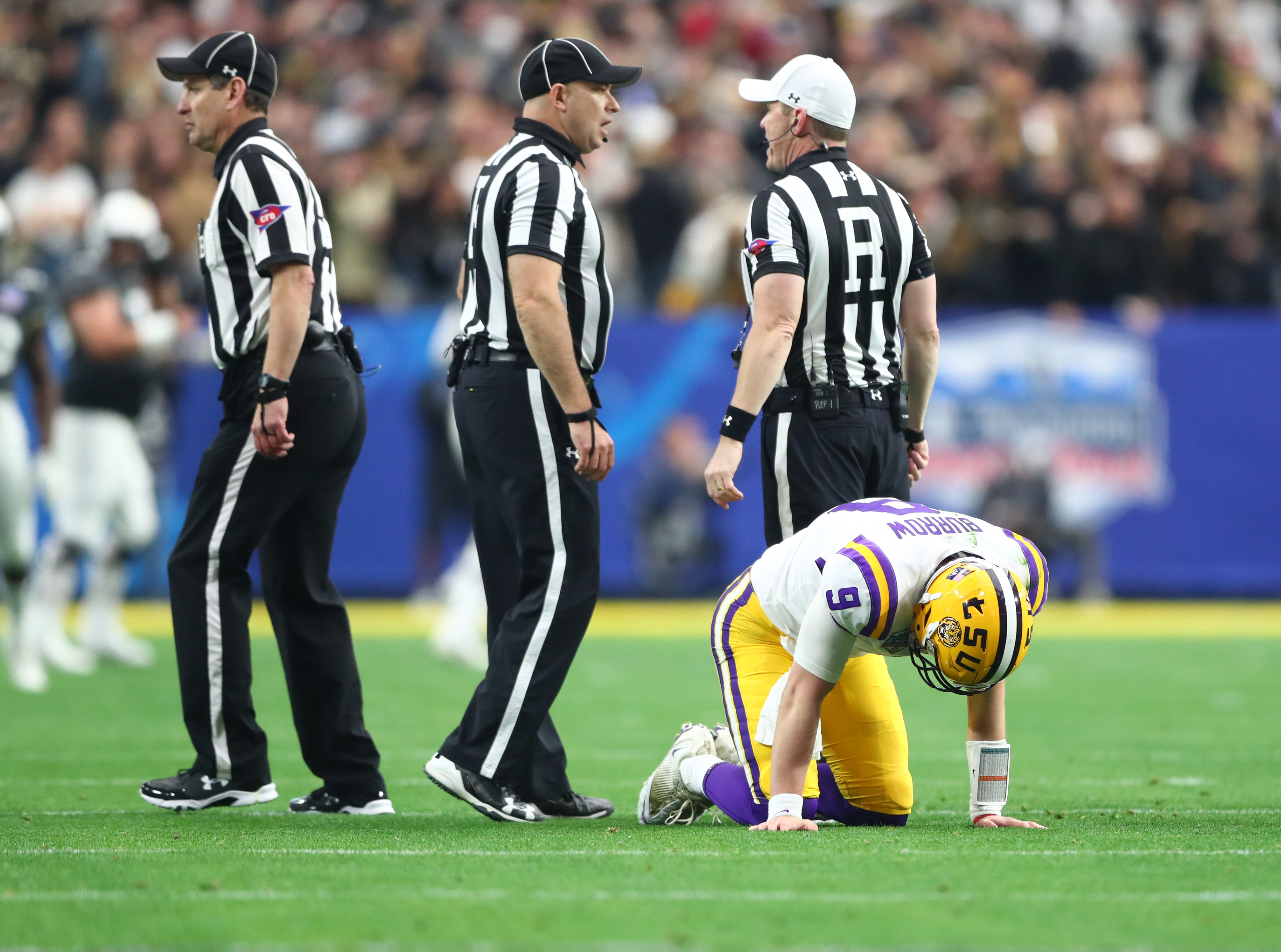 LSU's Burrow bounces back from huge hit, leads Tigers to Fiesta Bowl win