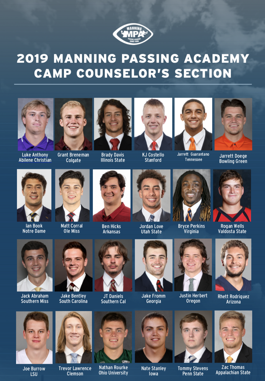 Initial list of 2019 Manning Passing Academy counselors features