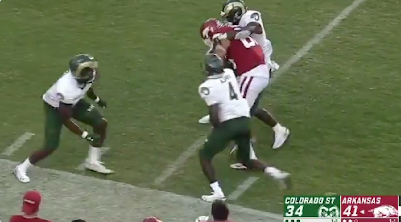 WATCH Arkansas' CJ O'Grady refuses to be tackled, turns in highlight of the day
