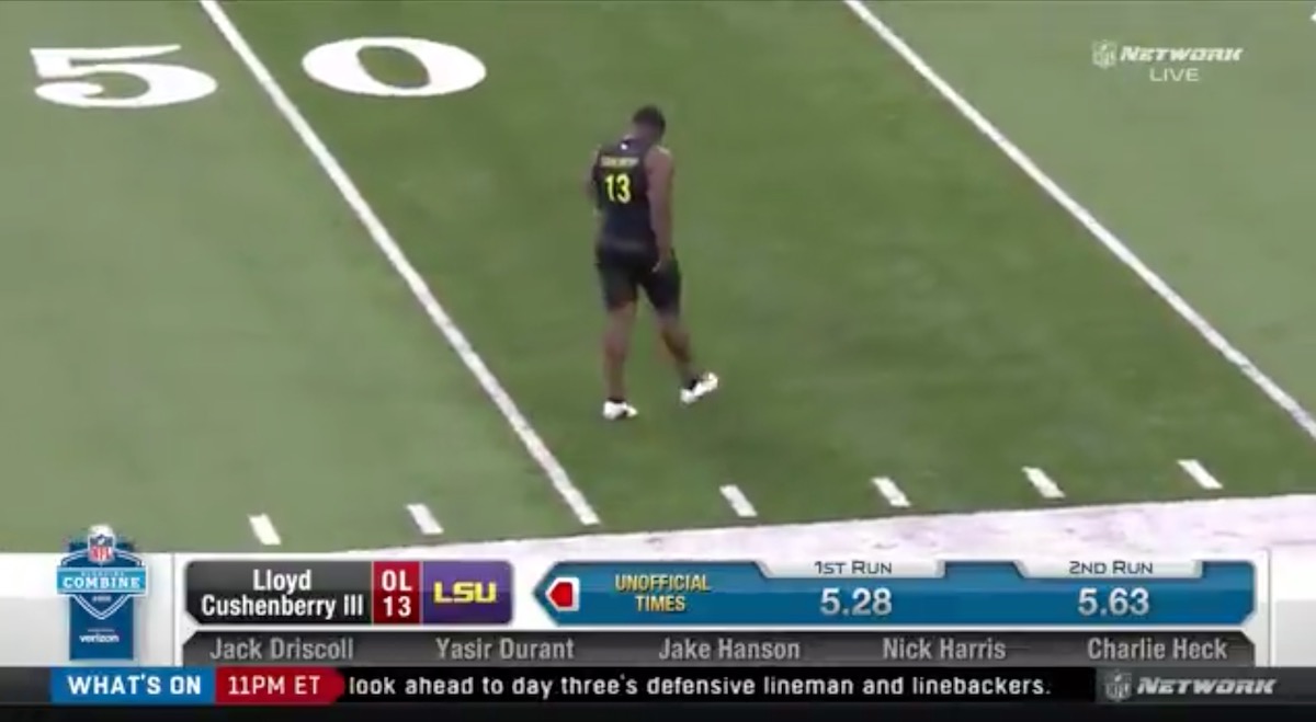 Former LSU OL Lloyd Cushenberry suffers injury at NFL Scouting Combine