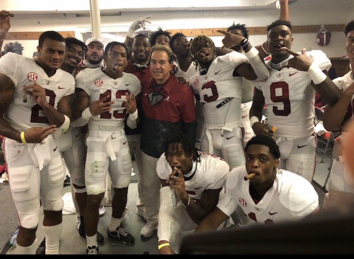 Alabama players, coaches celebrate win over Tennessee with victory cigars