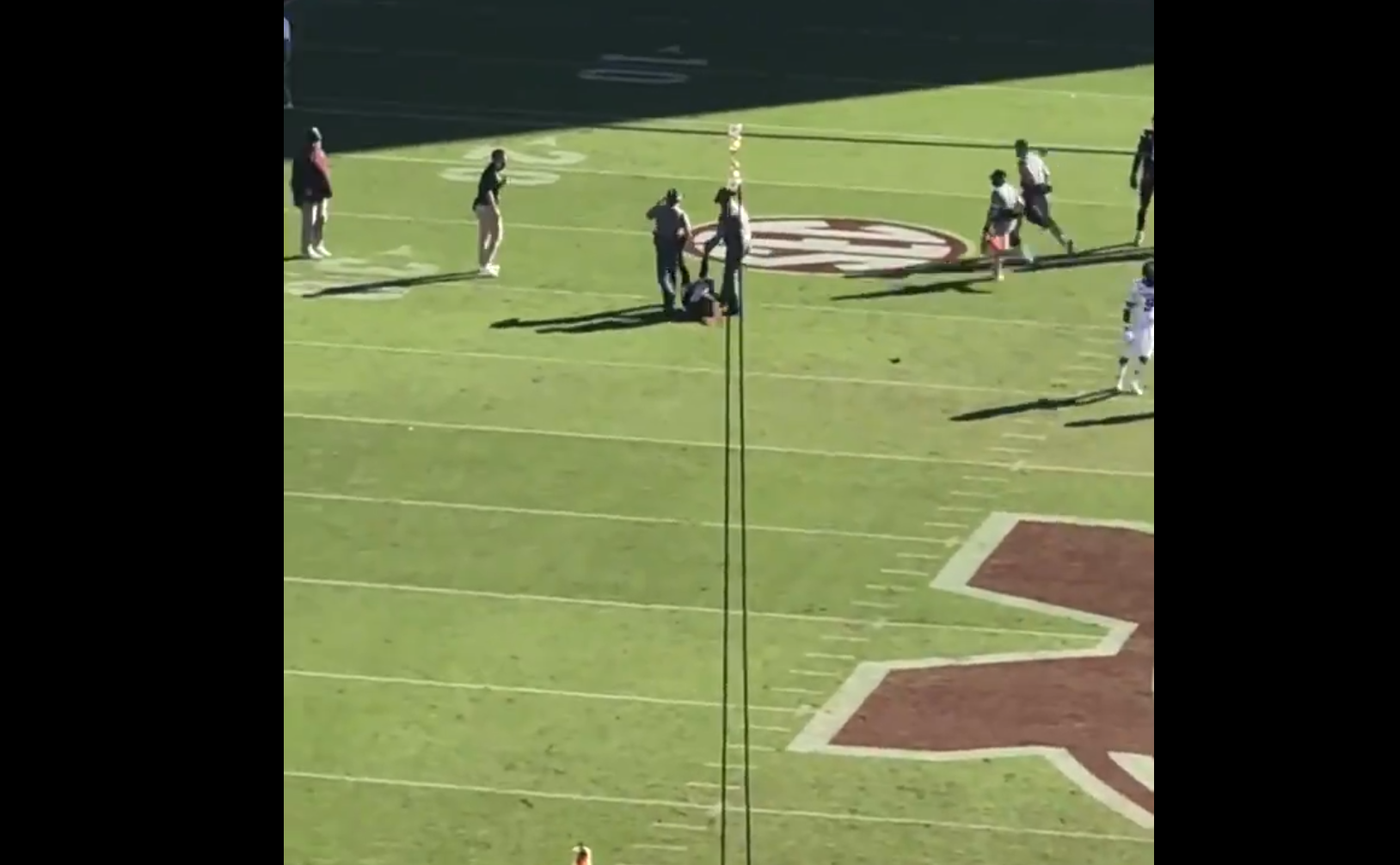 Mississippi State fans ring cowbells as protestors tackled, dragged off