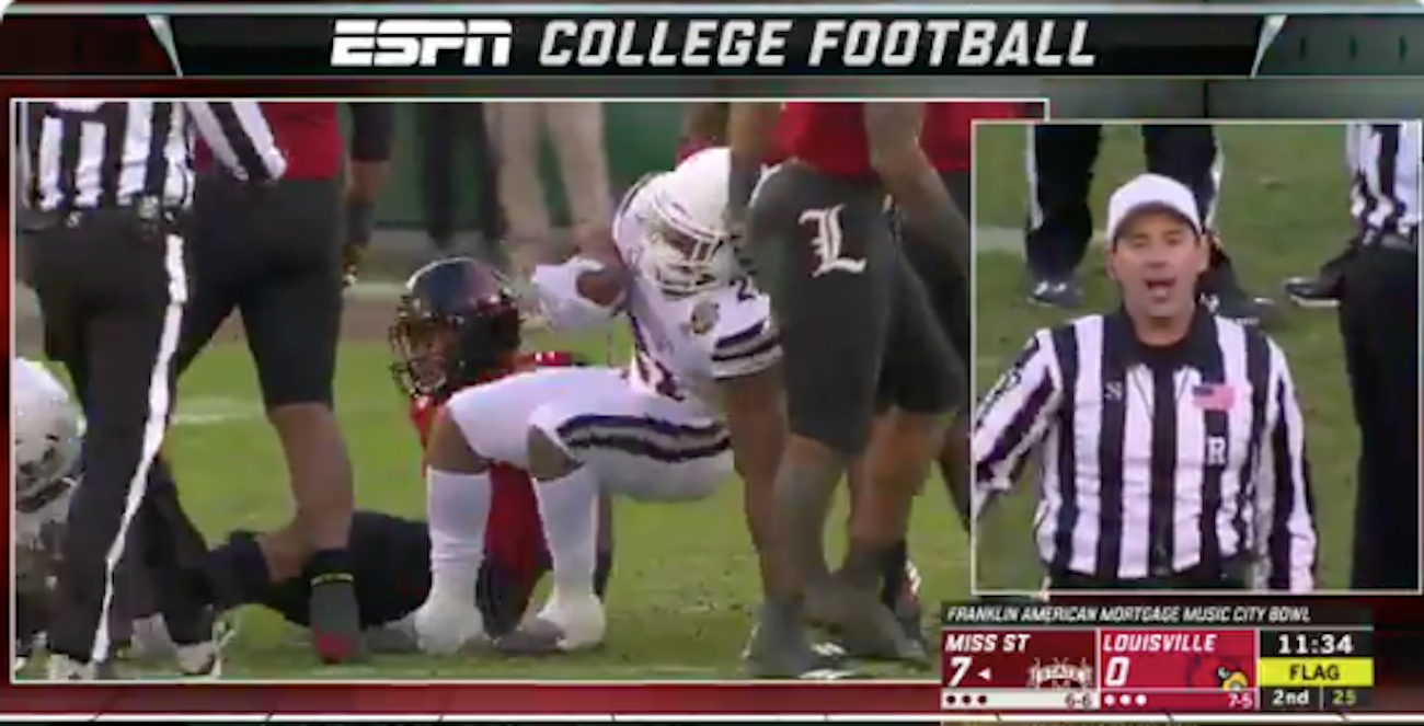Louisville Player Ejected For Kicking Mississippi State Player In 