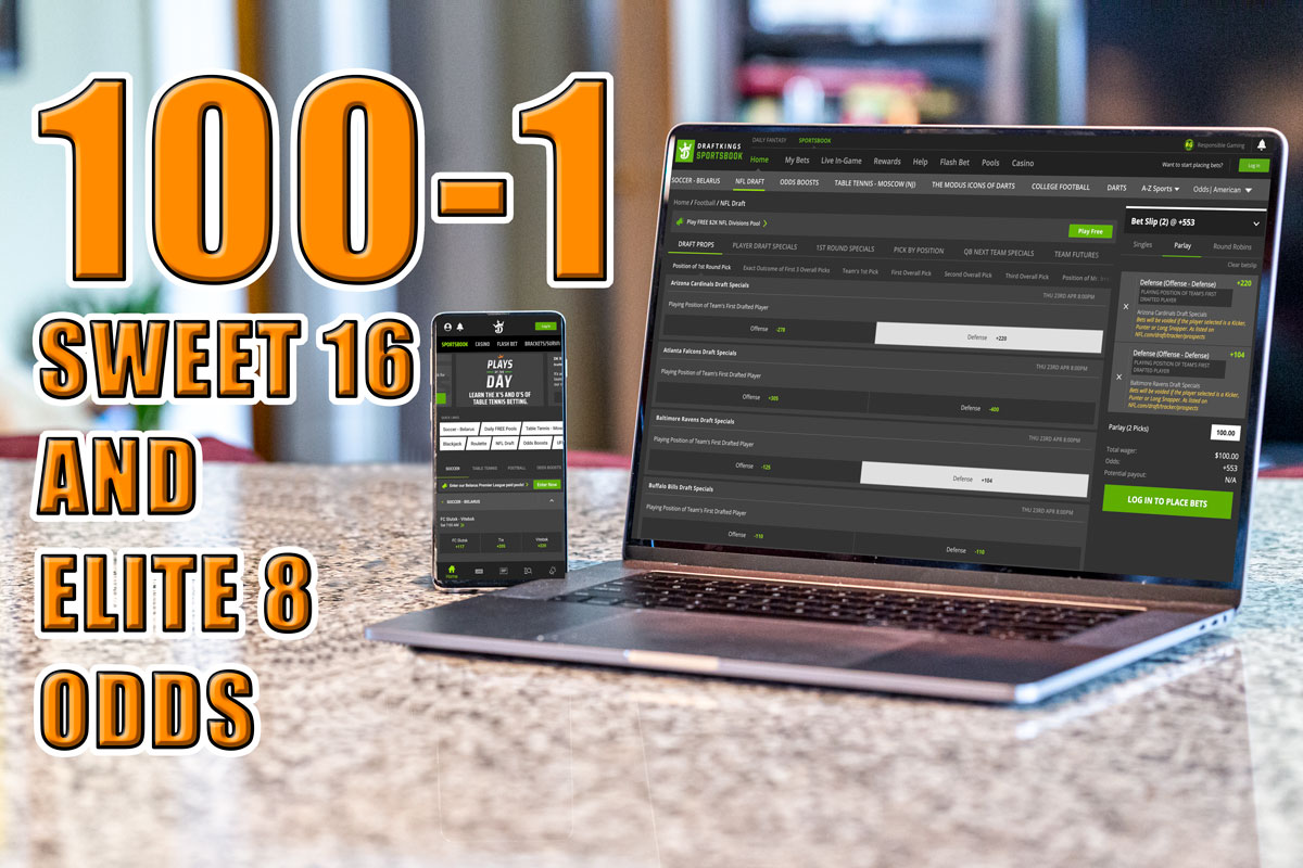 draftkings sportsbook 100-1 march madness odds
