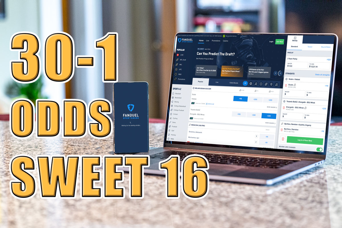 fanduel sweet 16 30-1 odds