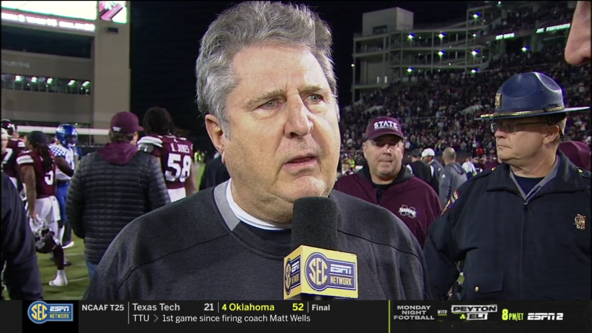 Mike Leach comments on impressive offense, kids going as Will Rogers