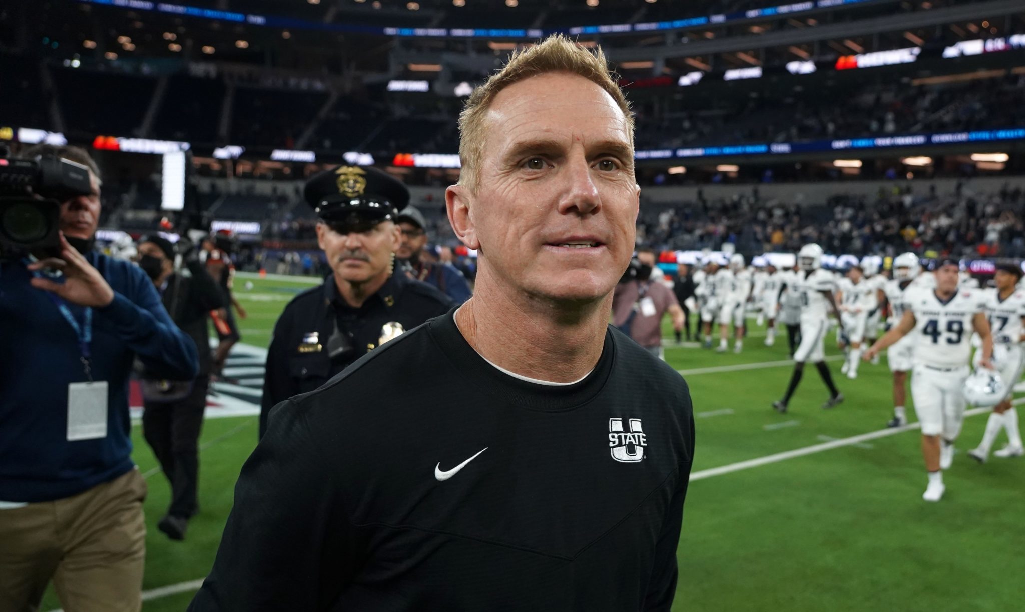 Utah State coach discusses narrow win over UConn with game against