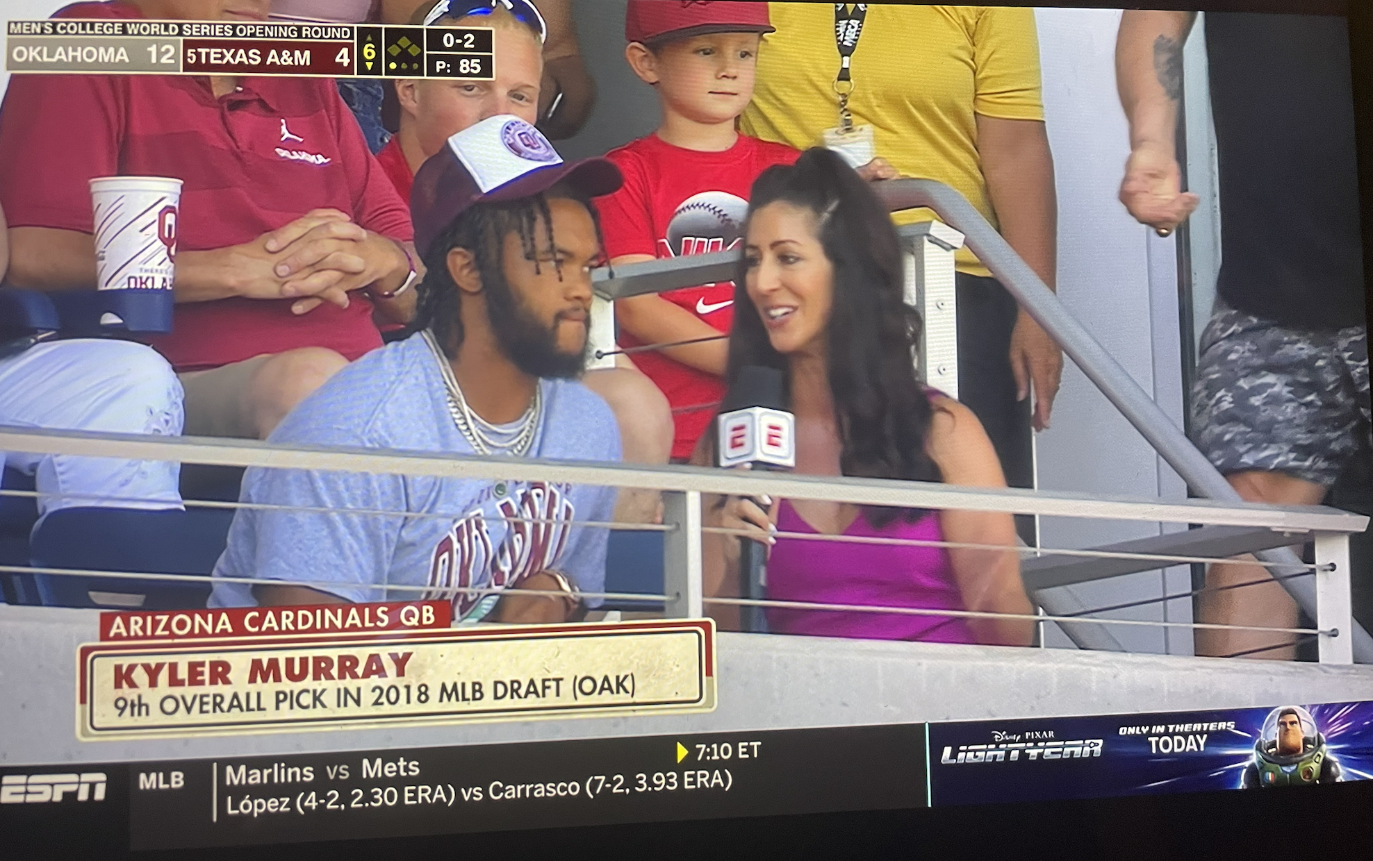 Kyler Murray, in Omaha cheering for Oklahoma, shares how much he misses  baseball