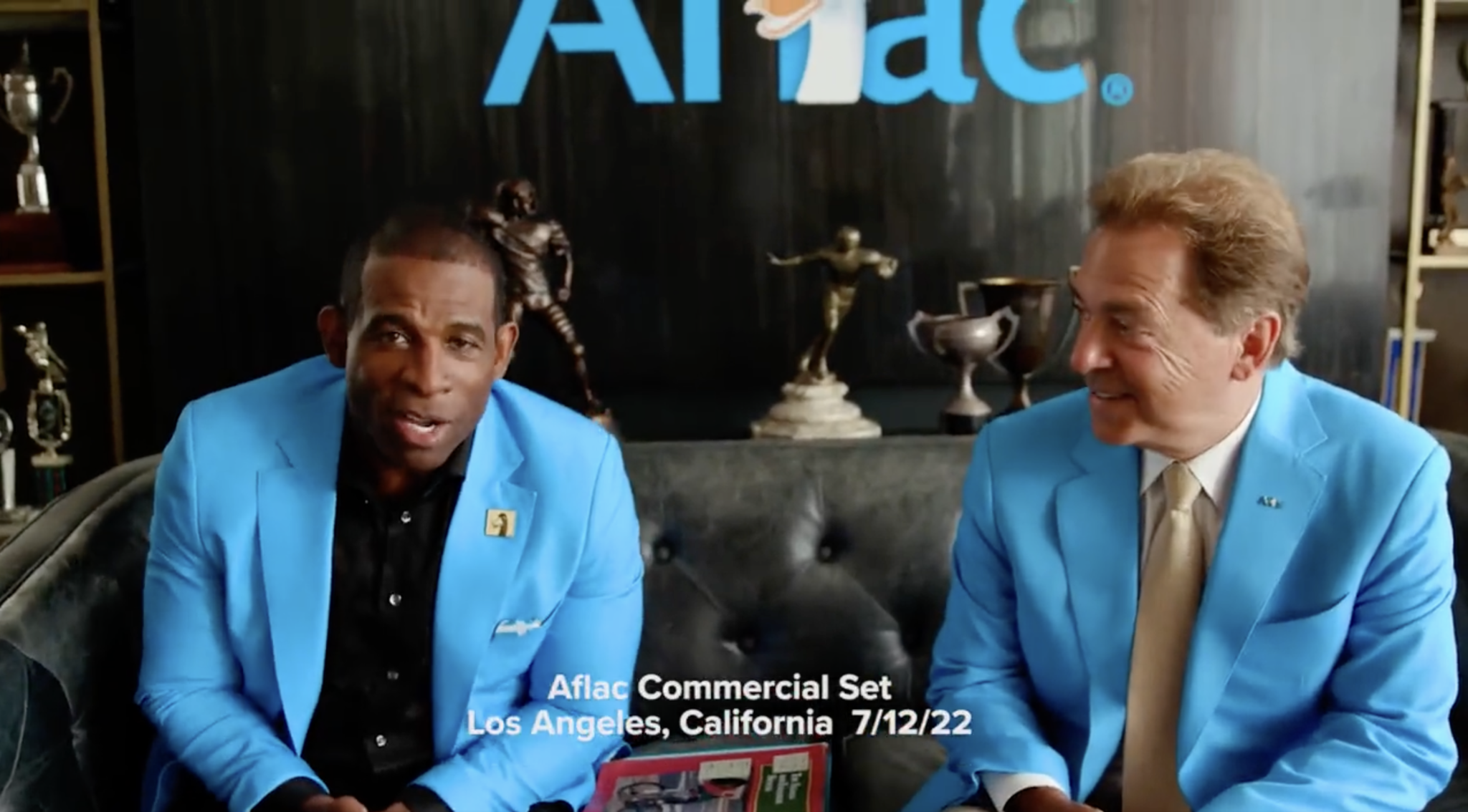 Deion Sanders, Nick Saban trade jokes on set of new Aflac commercial