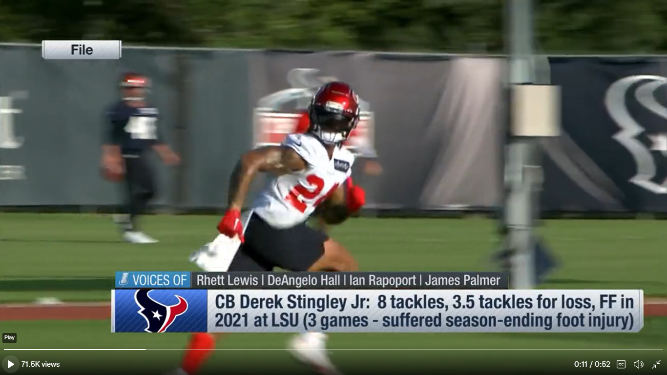 Derek Stingley Jr. is getting rave reviews at Houston Texans training camp