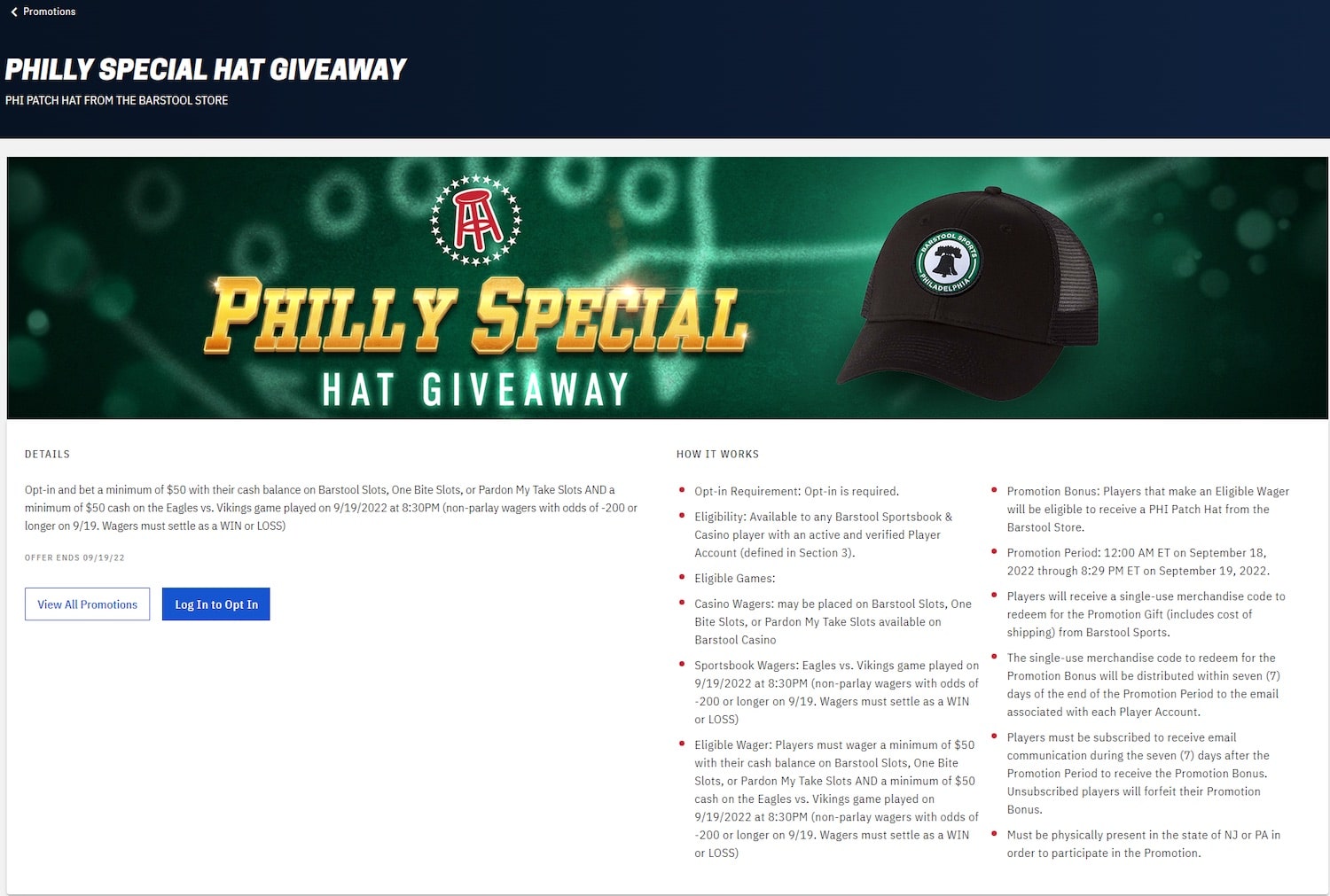 Barstool sportsbook merchandise promotion