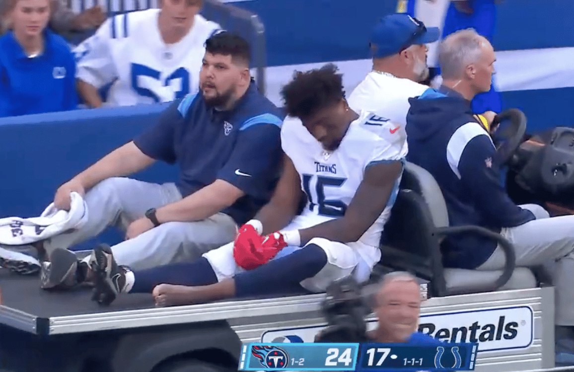 Treylon Burks injury Former Arkansas star carted off field for