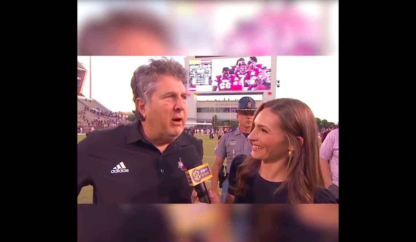 Mike Leach offers hilarious wedding advice to SEC Network’s Alyssa Lang