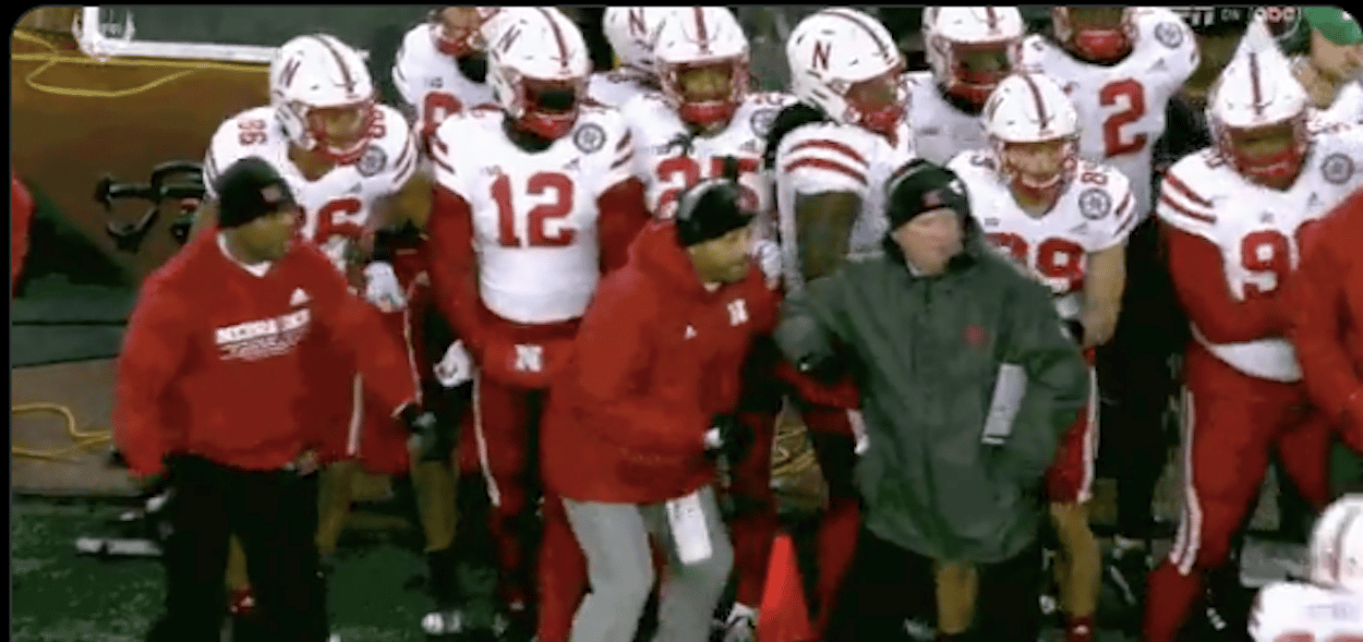 Nebraska coach shaken up after taking massive hit on sidelines vs. Michigan