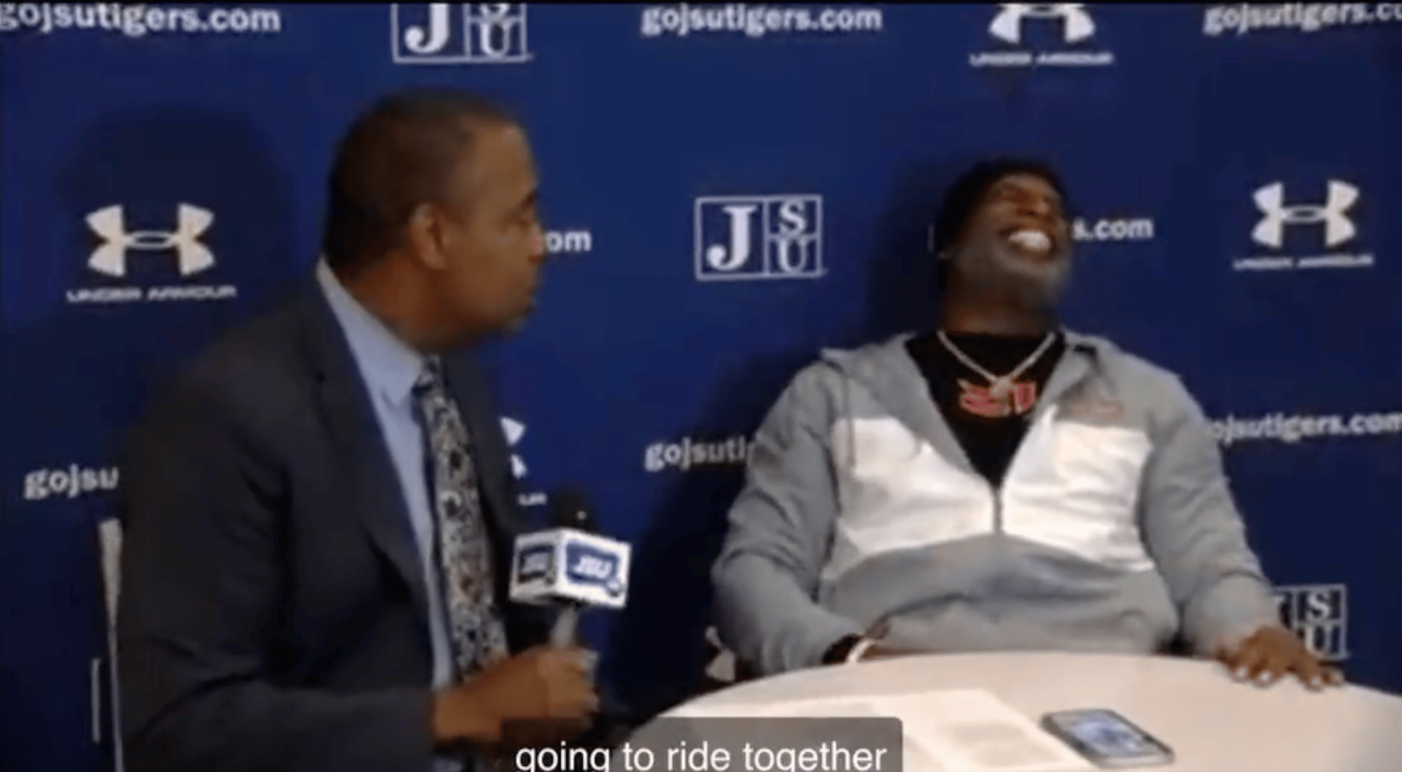 Deion Sanders offers amusingly loud reaction to creative question about