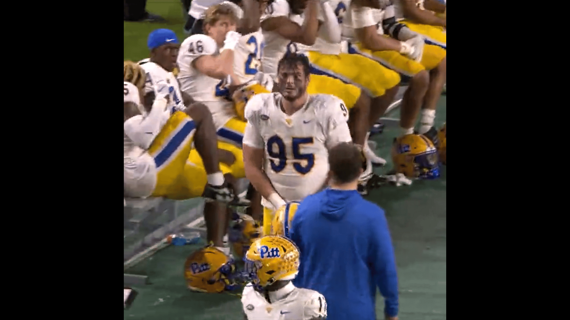 College football player slams helmet into his own head; teammates lose