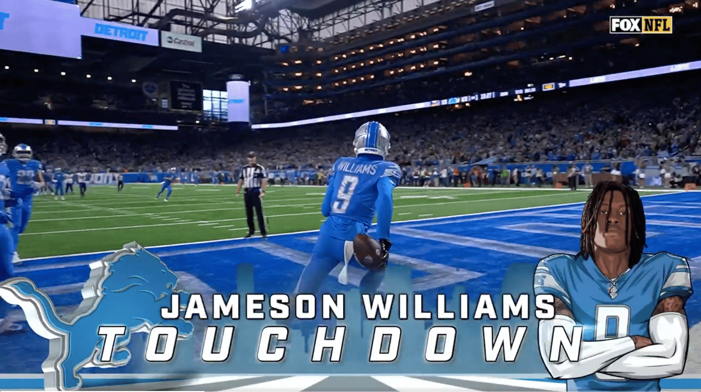 Jameson Williams, former Alabama star, scores TD on first NFL catch for Detroit Lions