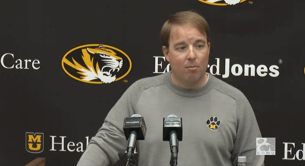 Sam Horn update Eli Drinkwitz describes Mizzou QB's pitching injury